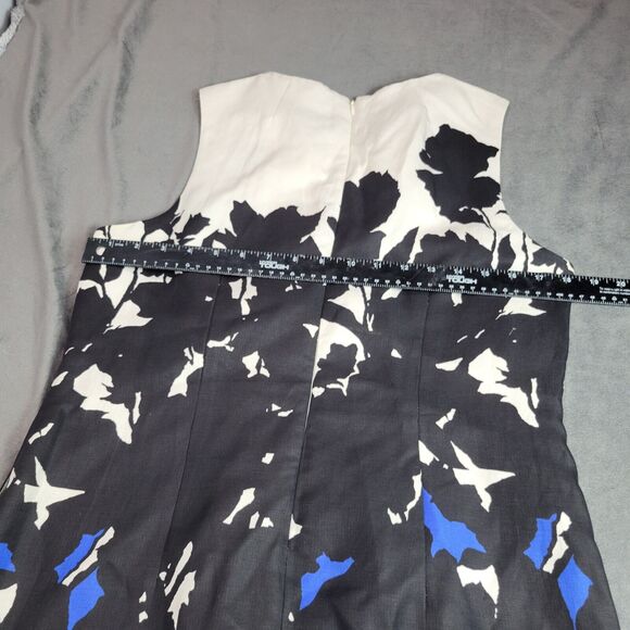 Taylor Dress Womens Size 10 Shift White Blue Floral Linen Silk Sleeveless Career - Picture 12 of 16